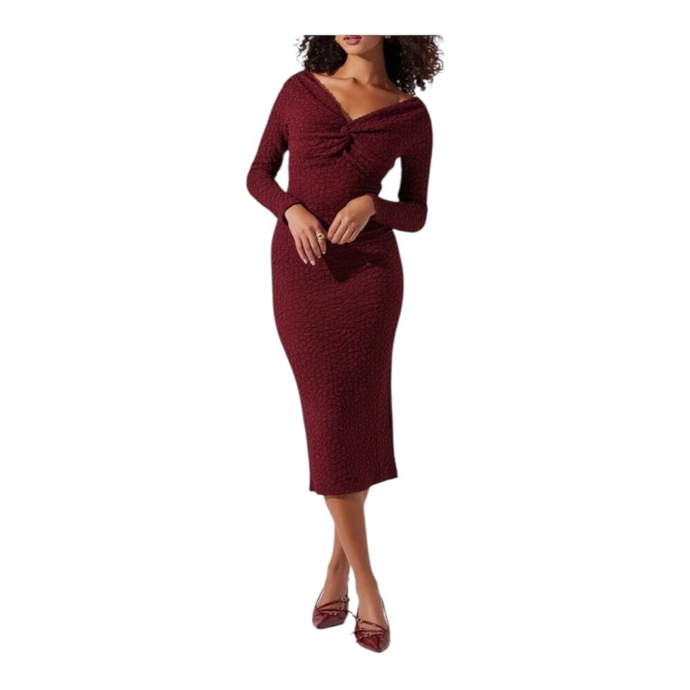 Astr the Label textured knot dress red size Small S